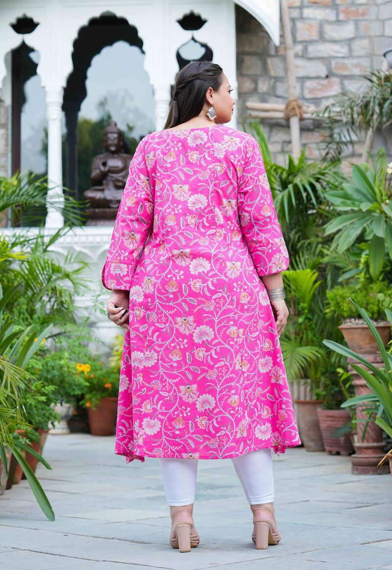 Petunia Pink Plus Size Cotton Kurti