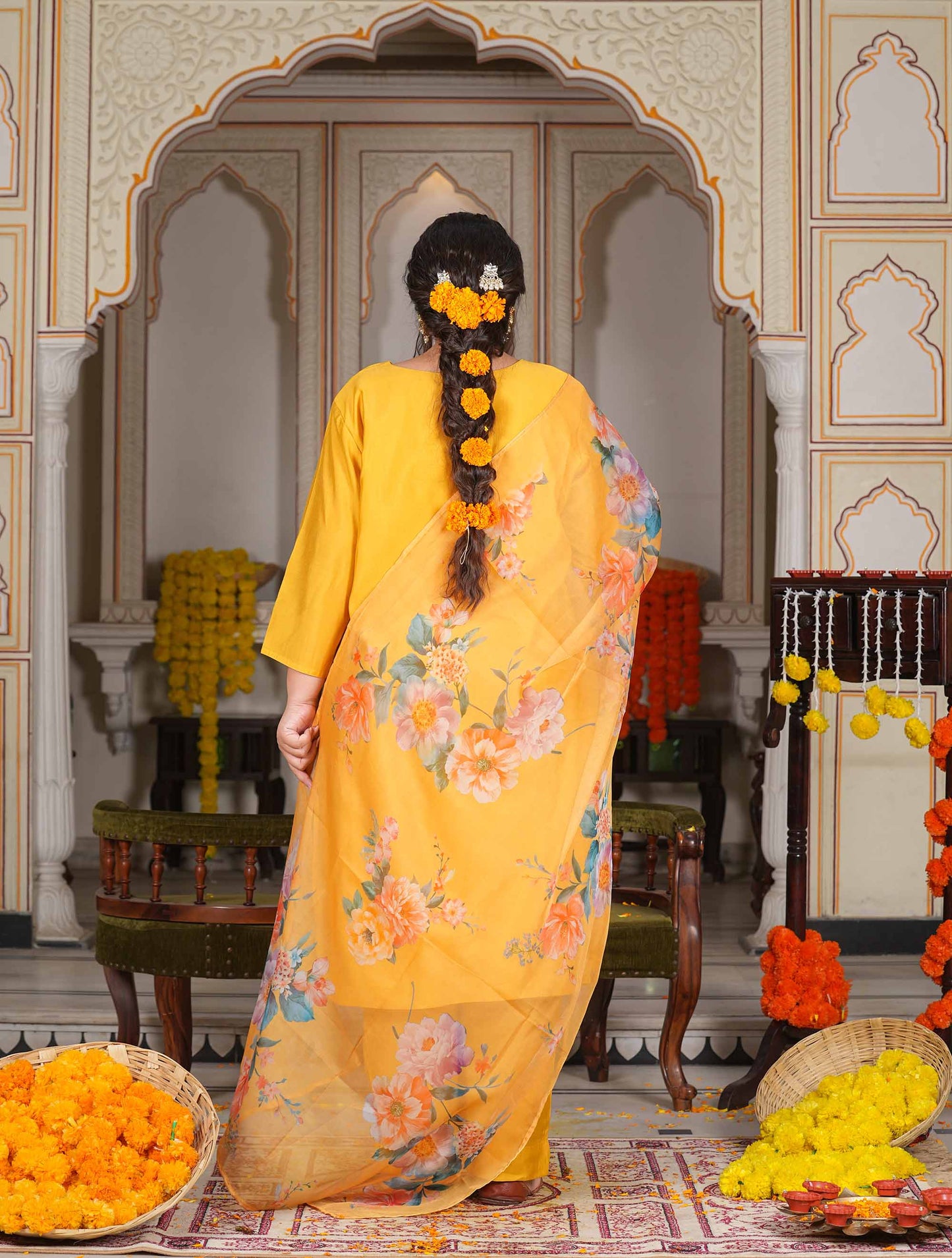 Ladoo Peela Organza Dupatta Plus Suit