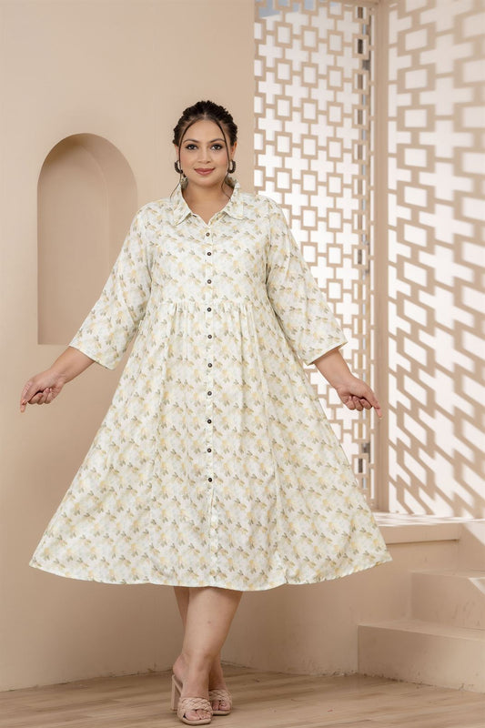 Fresh Flowers Green Plus Size Dress