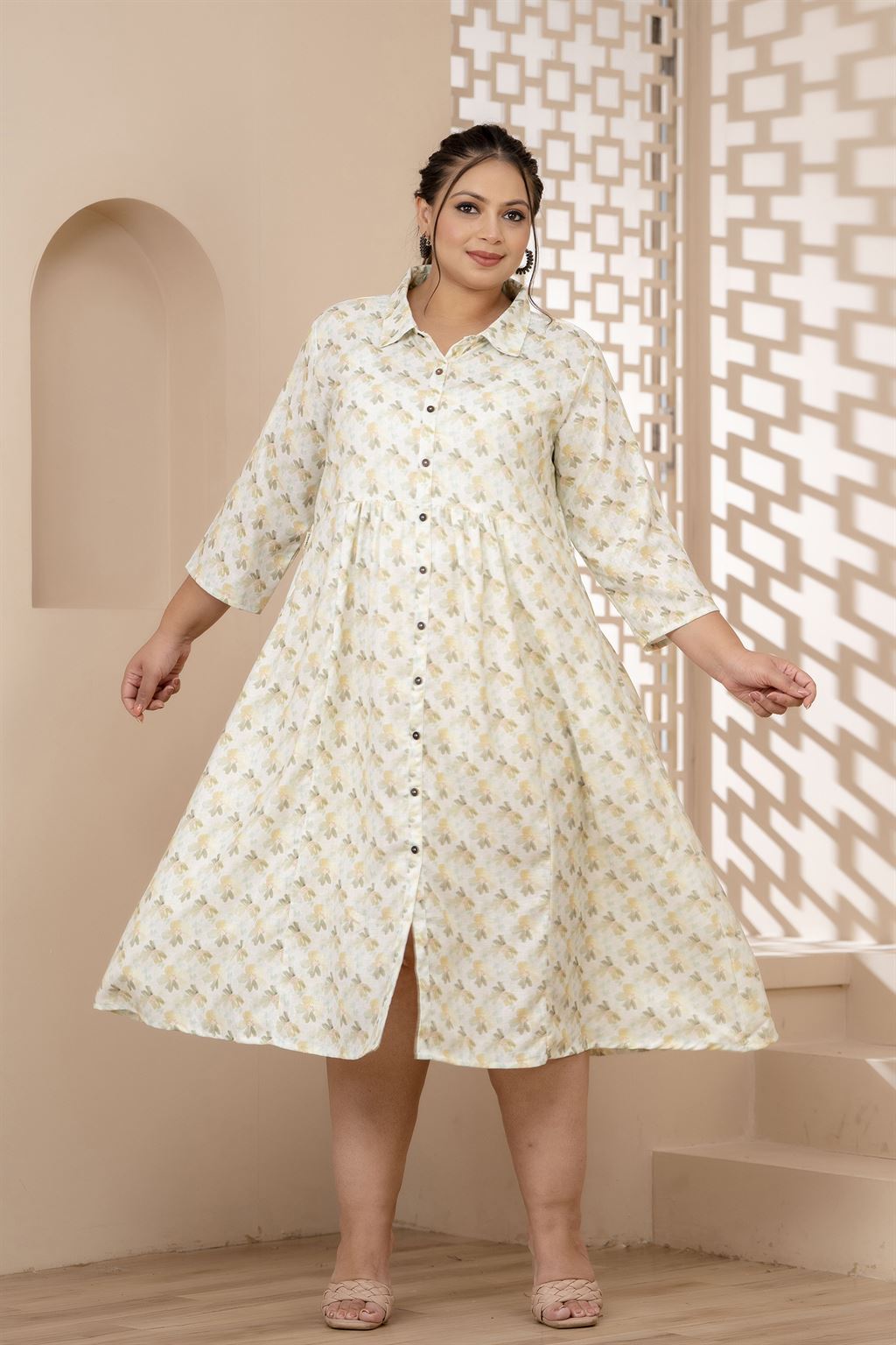 Fresh Flowers Green Plus Size Dress