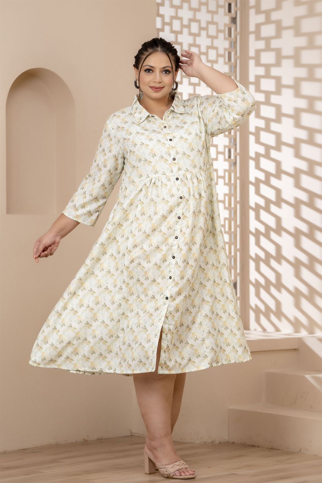 Fresh Flowers Green Plus Size Dress