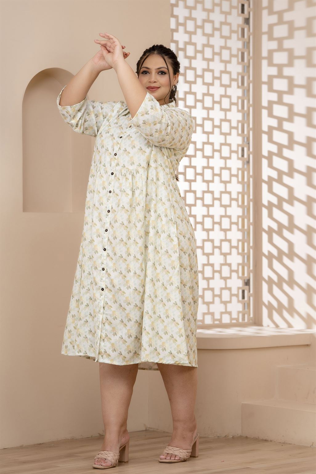 Fresh Flowers Green Plus Size Dress