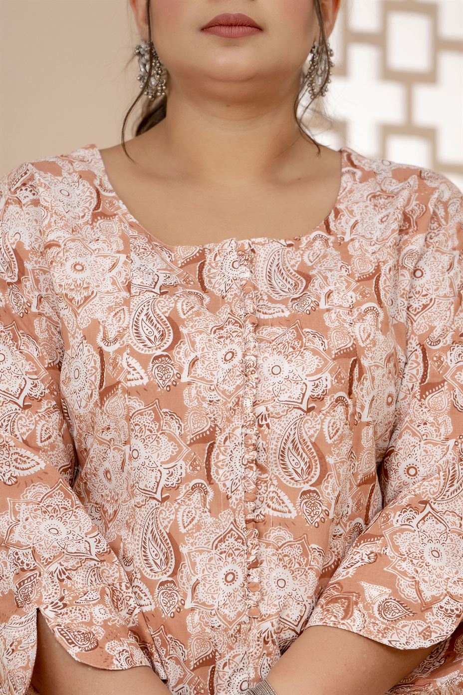 Peach A-line Plus Size Kurti