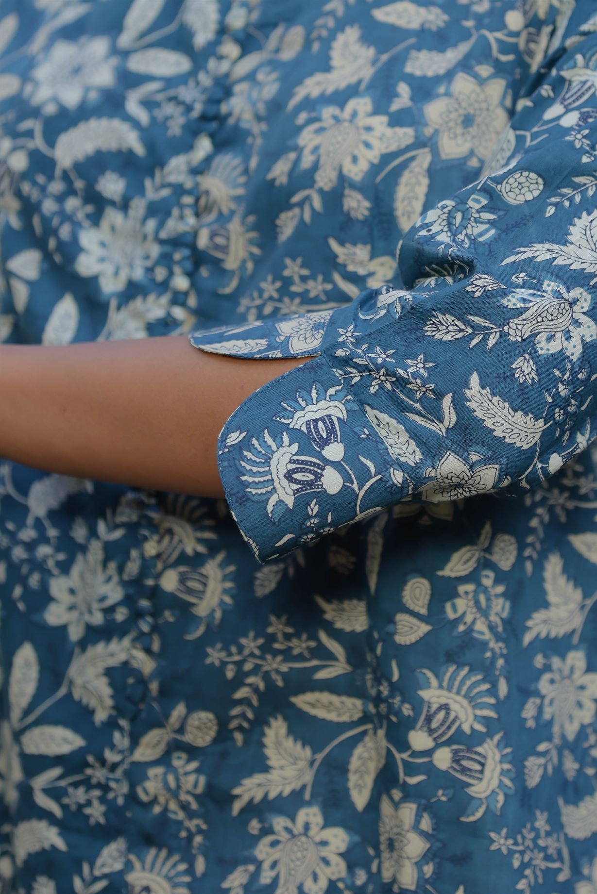 Potli Button Blue A-line Kurti