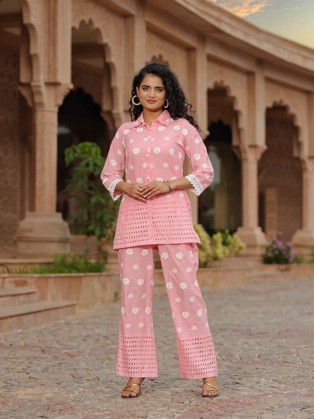 Blush Up Pink Schiffli Co-ord Set