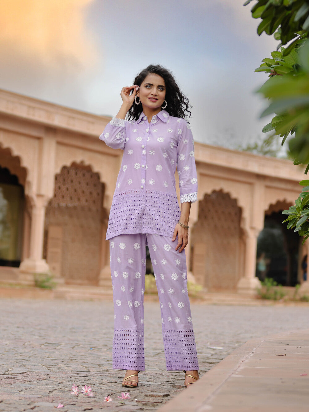 Lilac Fever Schiffli Co-ord Set