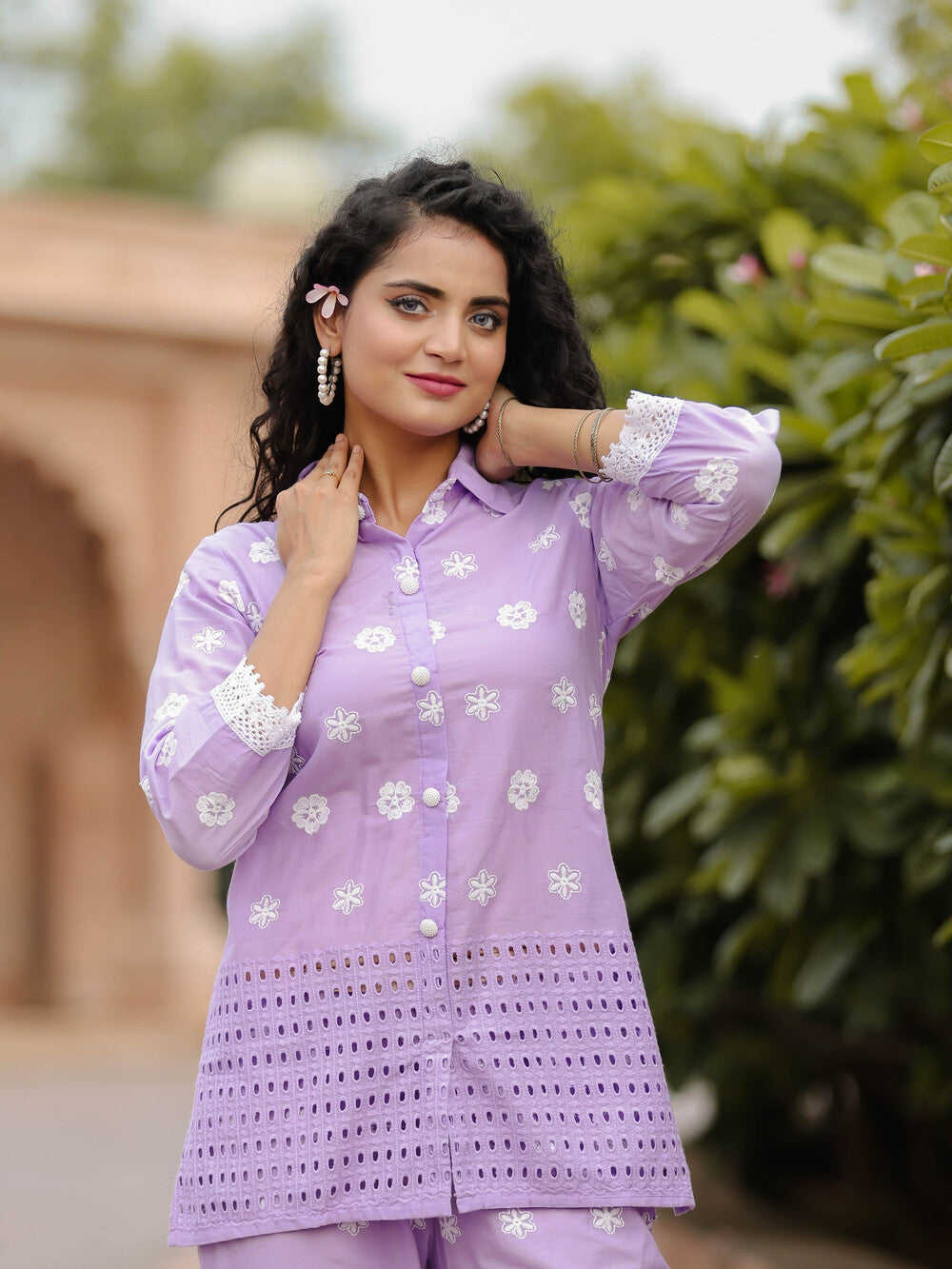 Lilac Fever Schiffli Co-ord Set