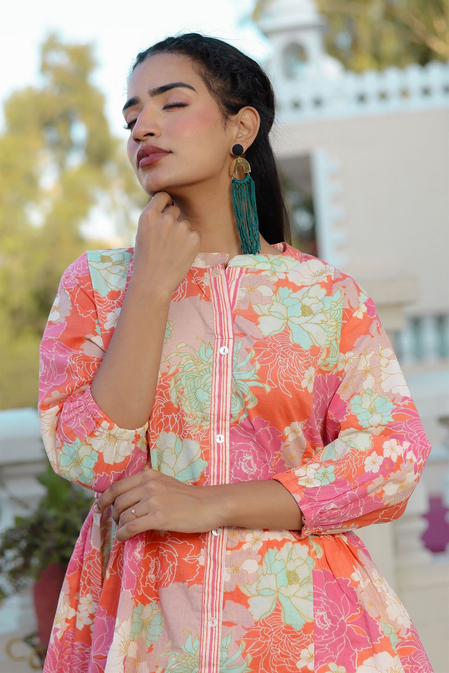 Pink Floral Peplum Co-ord Set