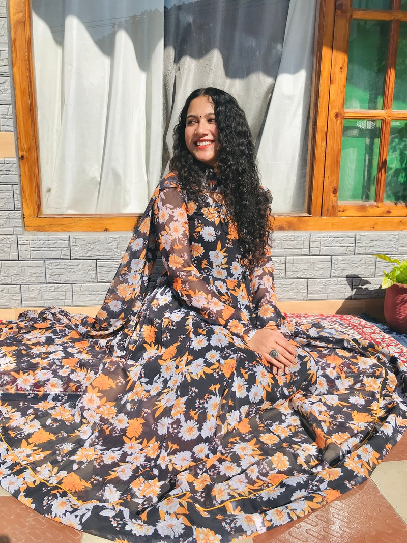 Black Malang Anarkali With Dupatta
