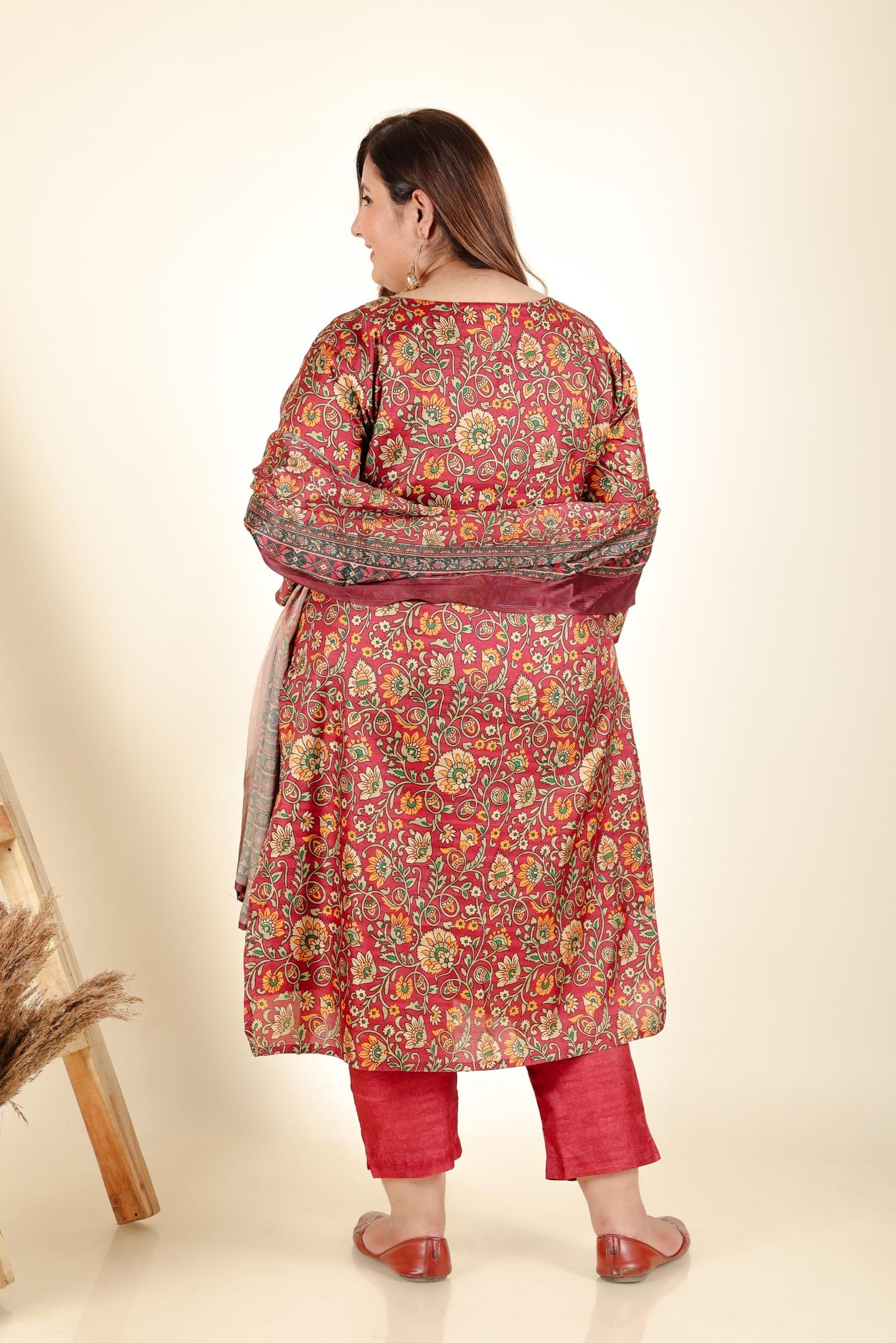 Nikhat Maroon Mysore Silk Plus Suit