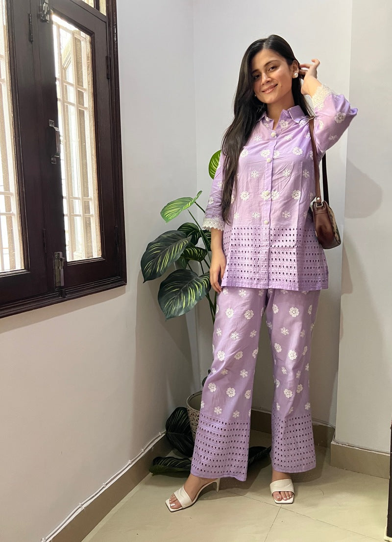 Lilac Fever Schiffli Co-ord Set