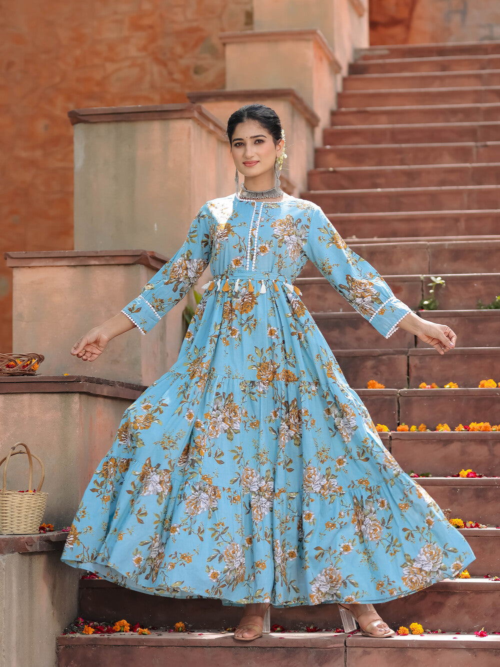Blue Tassel Belt Dress