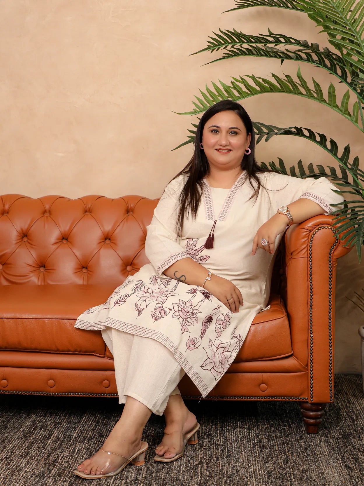 Geeta- Purple Palm Tree Plus Size Co-ord