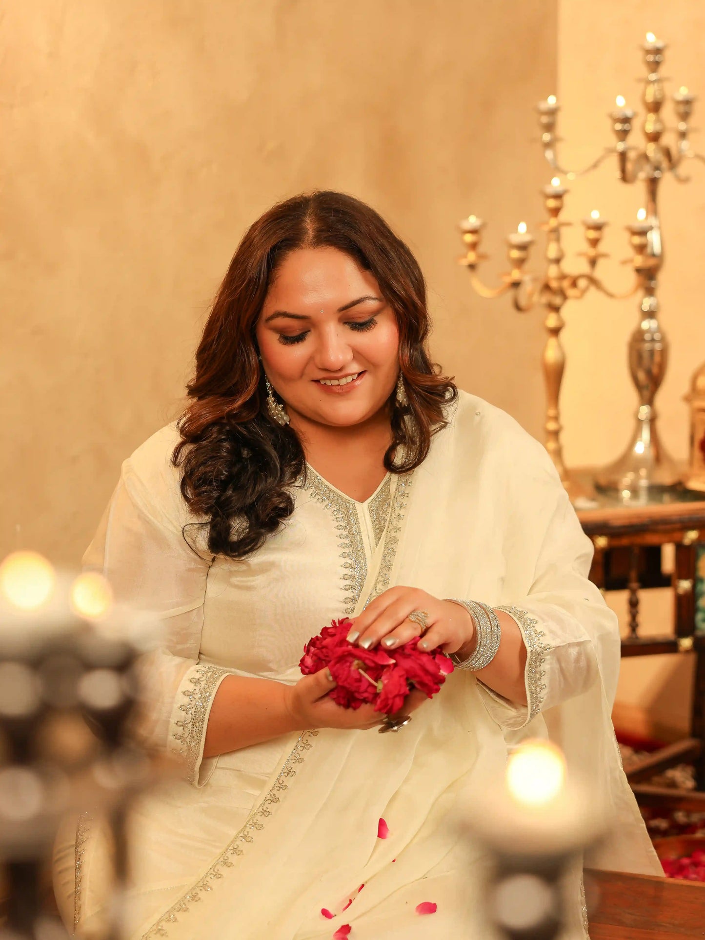 Tara Off- White Plus Size Sharara Set