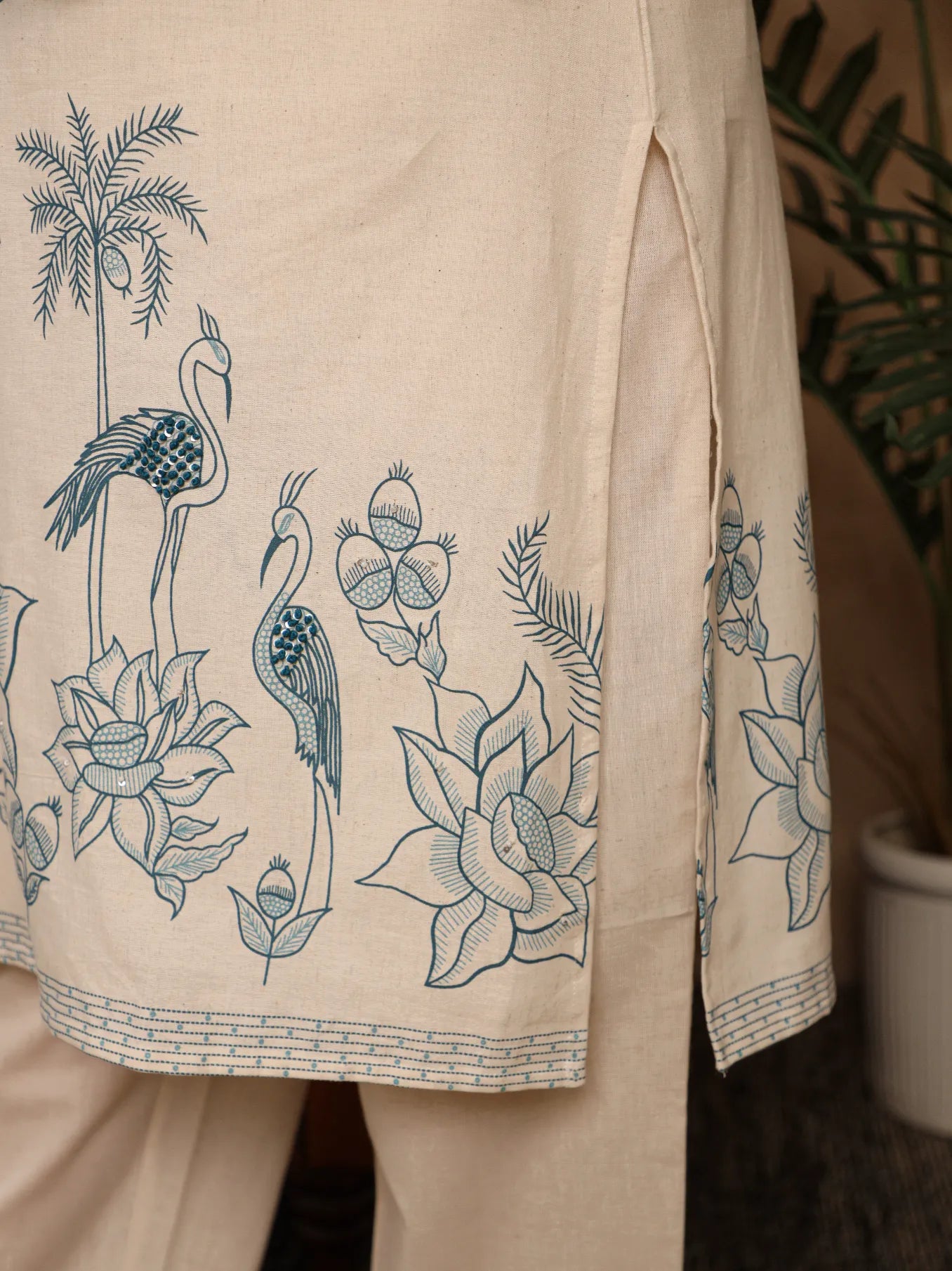 Seeta-Blue Palm Tree Plus Size Co-ord