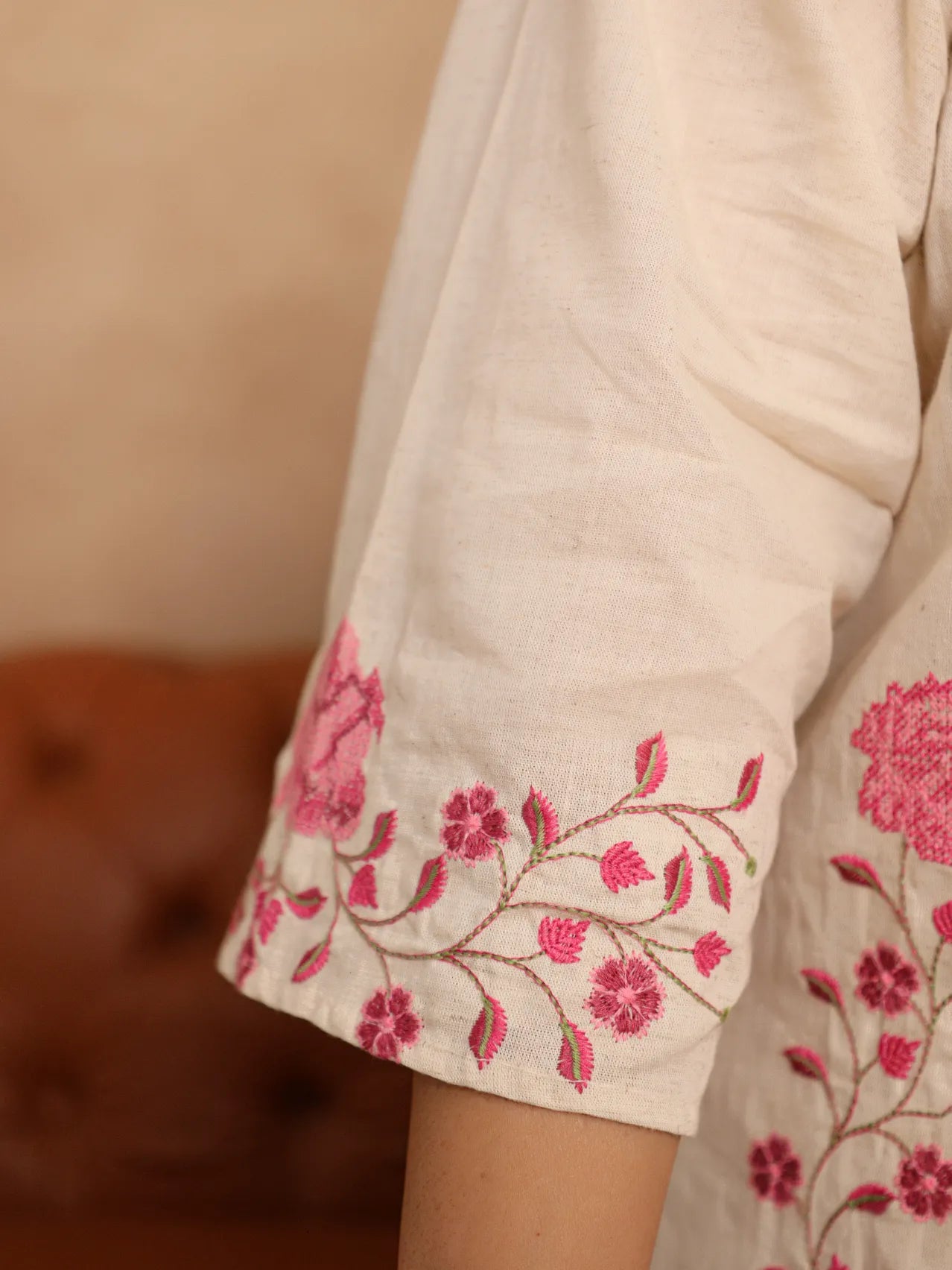 Pooja- Pink Floral Detailing Plus Size Co-ord