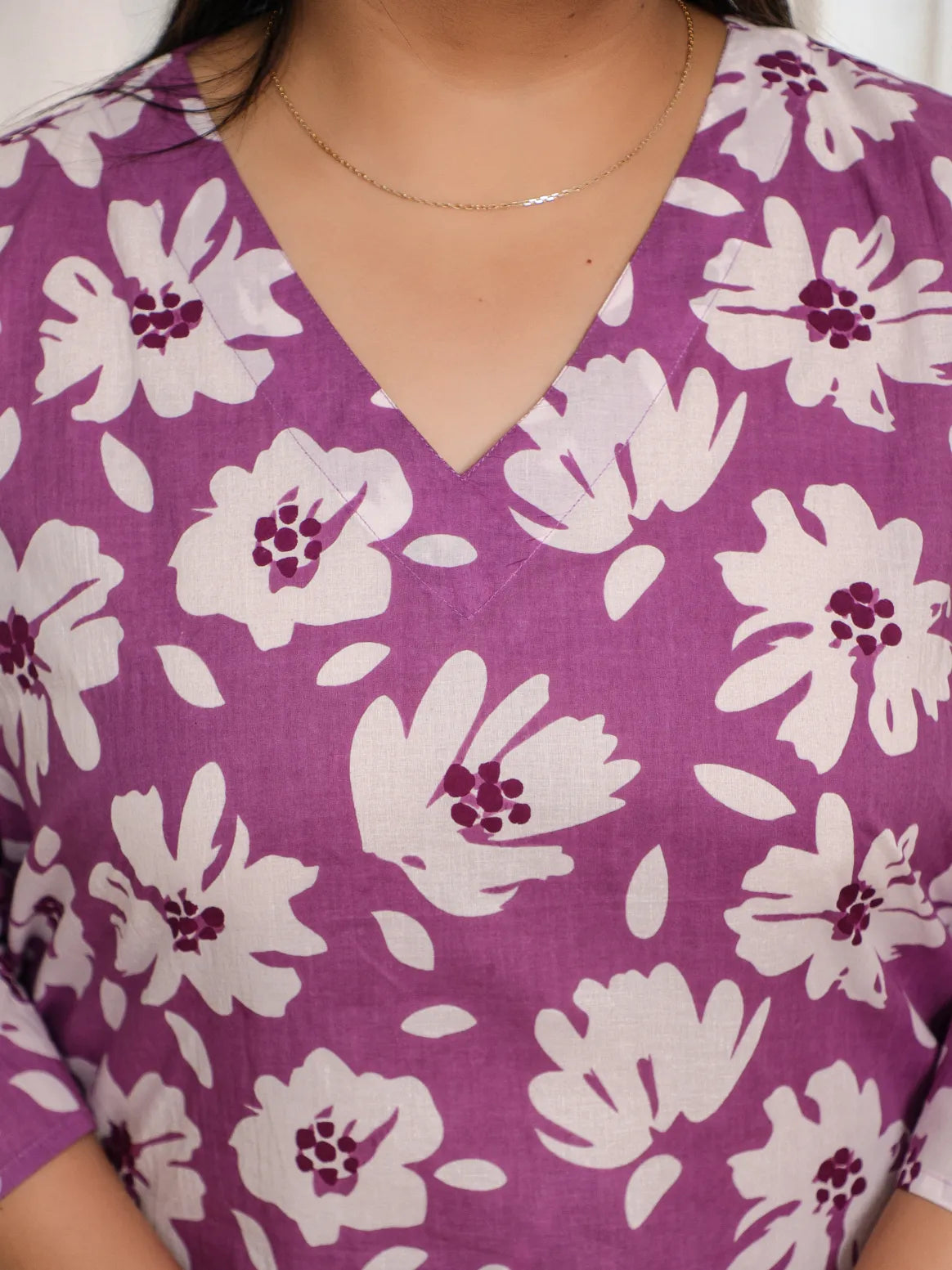 Tina- Purlple Floral Cotton Plus Size Co-ord
