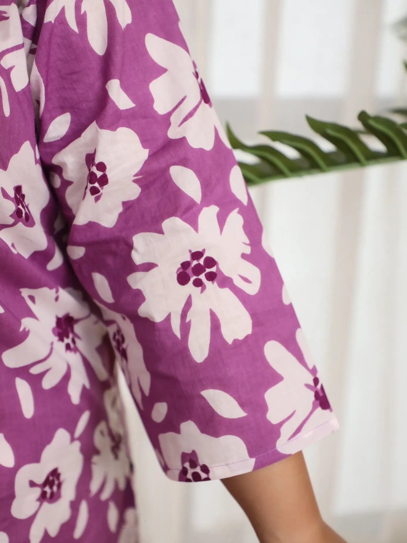 Tina- Purlple Floral Cotton Plus Size Co-ord