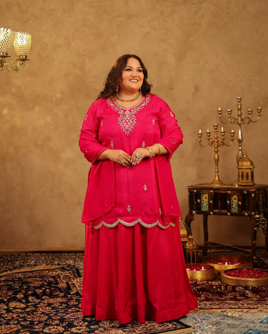 Gul Rani Pink Plus Size Skirt Set