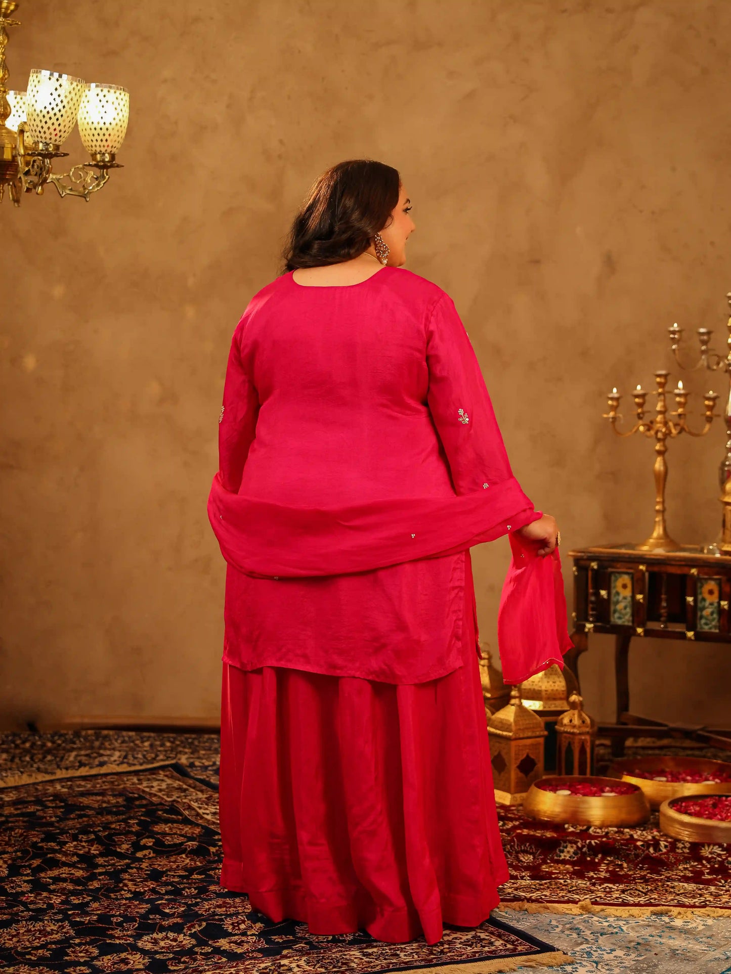 Gul Rani Pink Plus Size Skirt Set