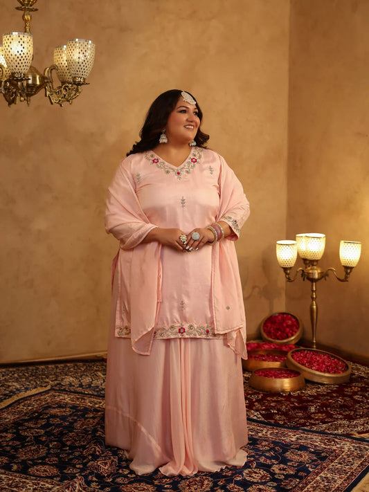 Roshni Light Pink Plus Size Skirt Set