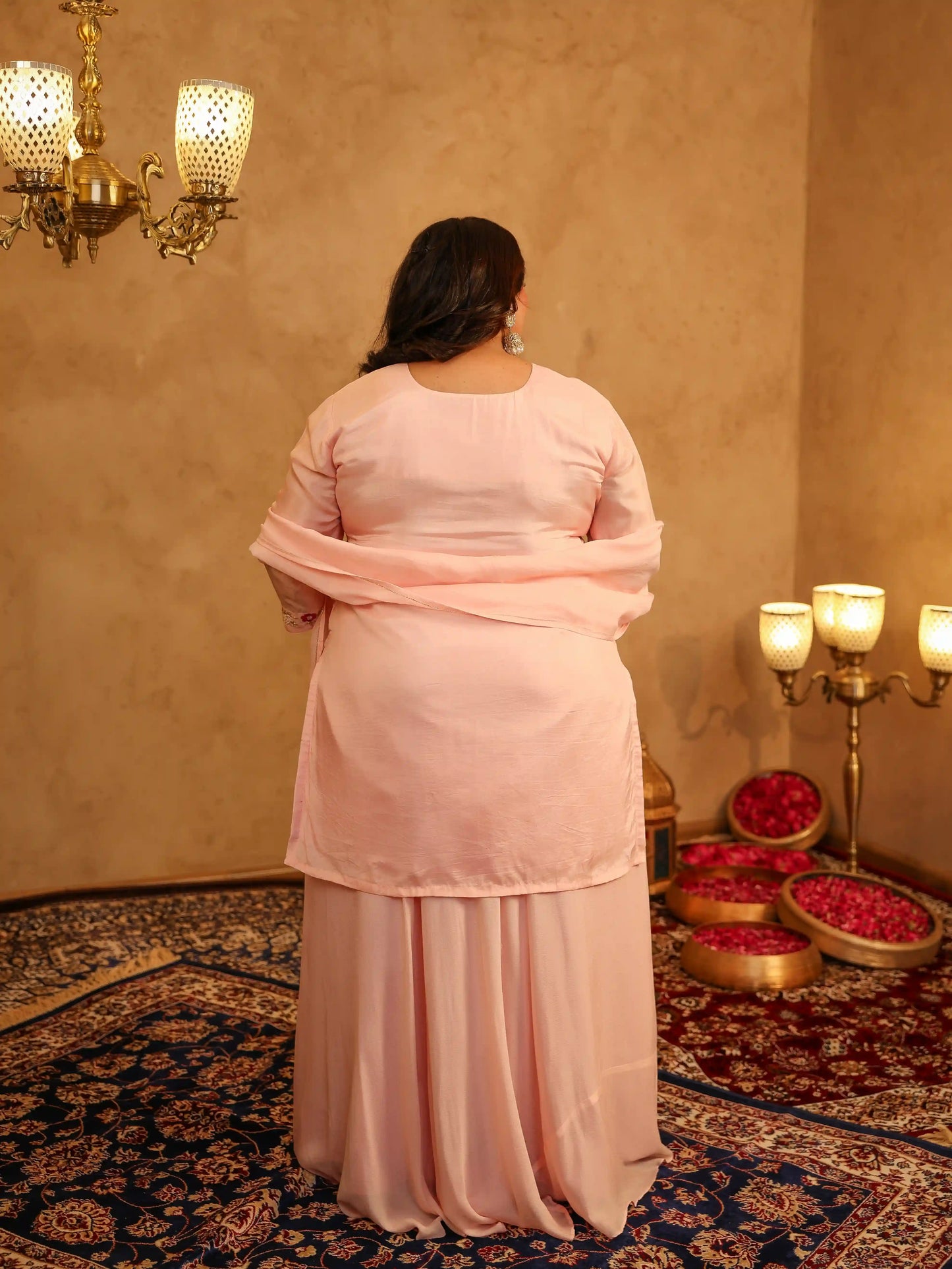 Roshni Light Pink Plus Size Skirt Set