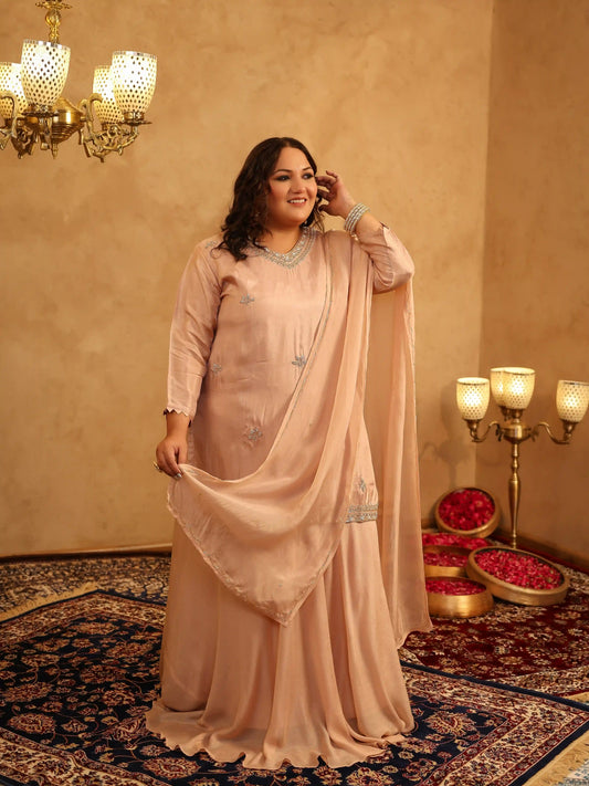 Trisha Light Brown Plus Size Skirt Set