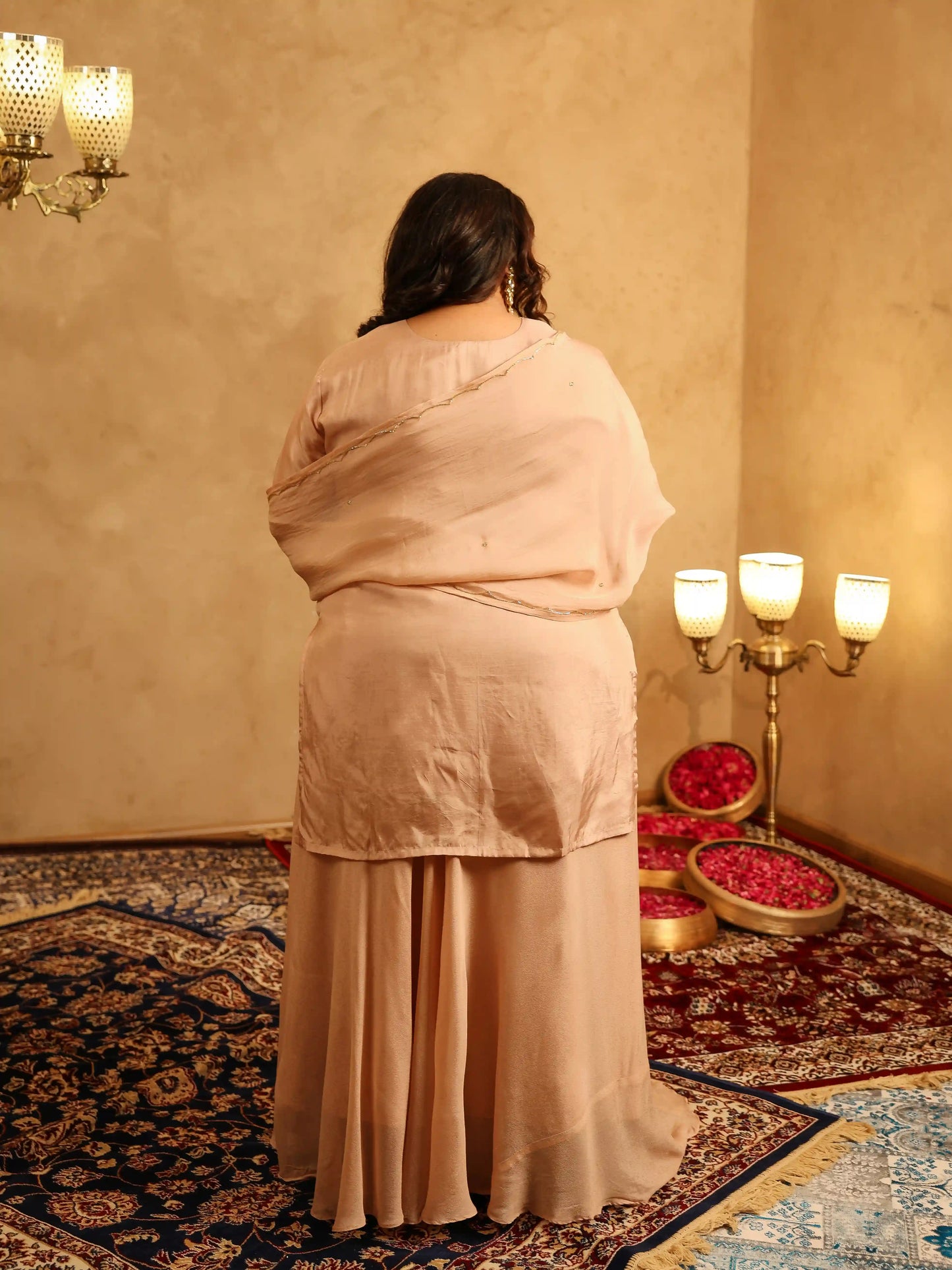 Trisha Light Brown Plus Size Skirt Set