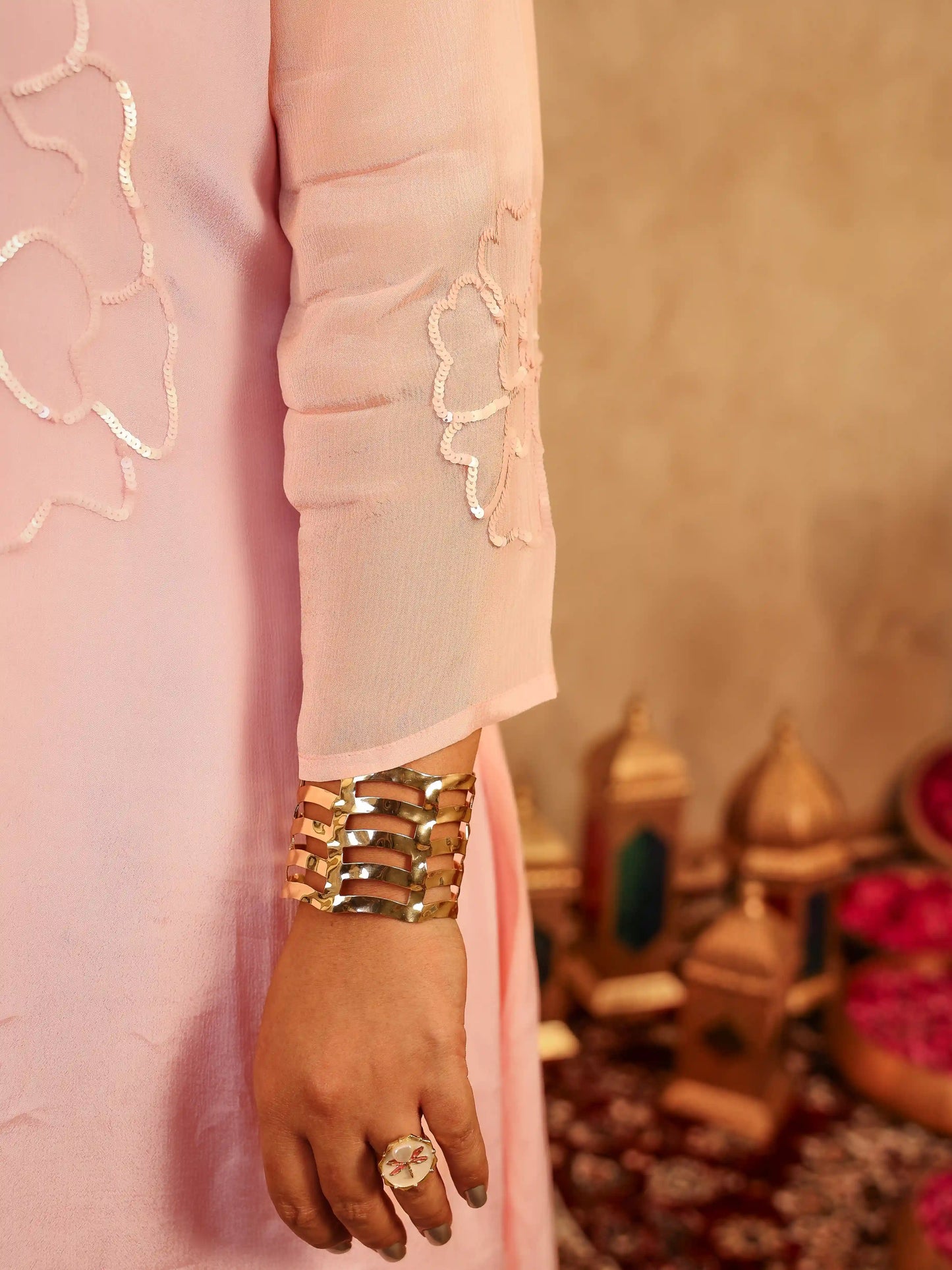 Maahi Pink Sequin Plus Size Co-ord Set