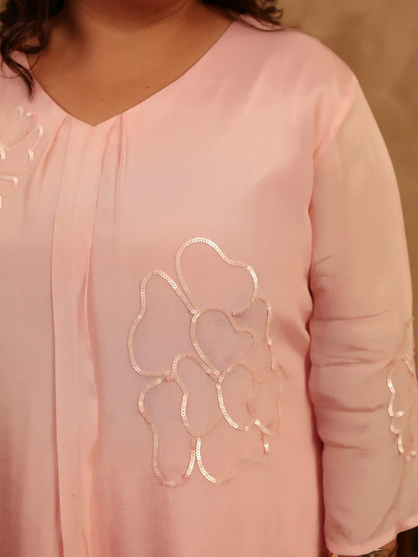 Maahi Pink Sequin Plus Size Co-ord Set