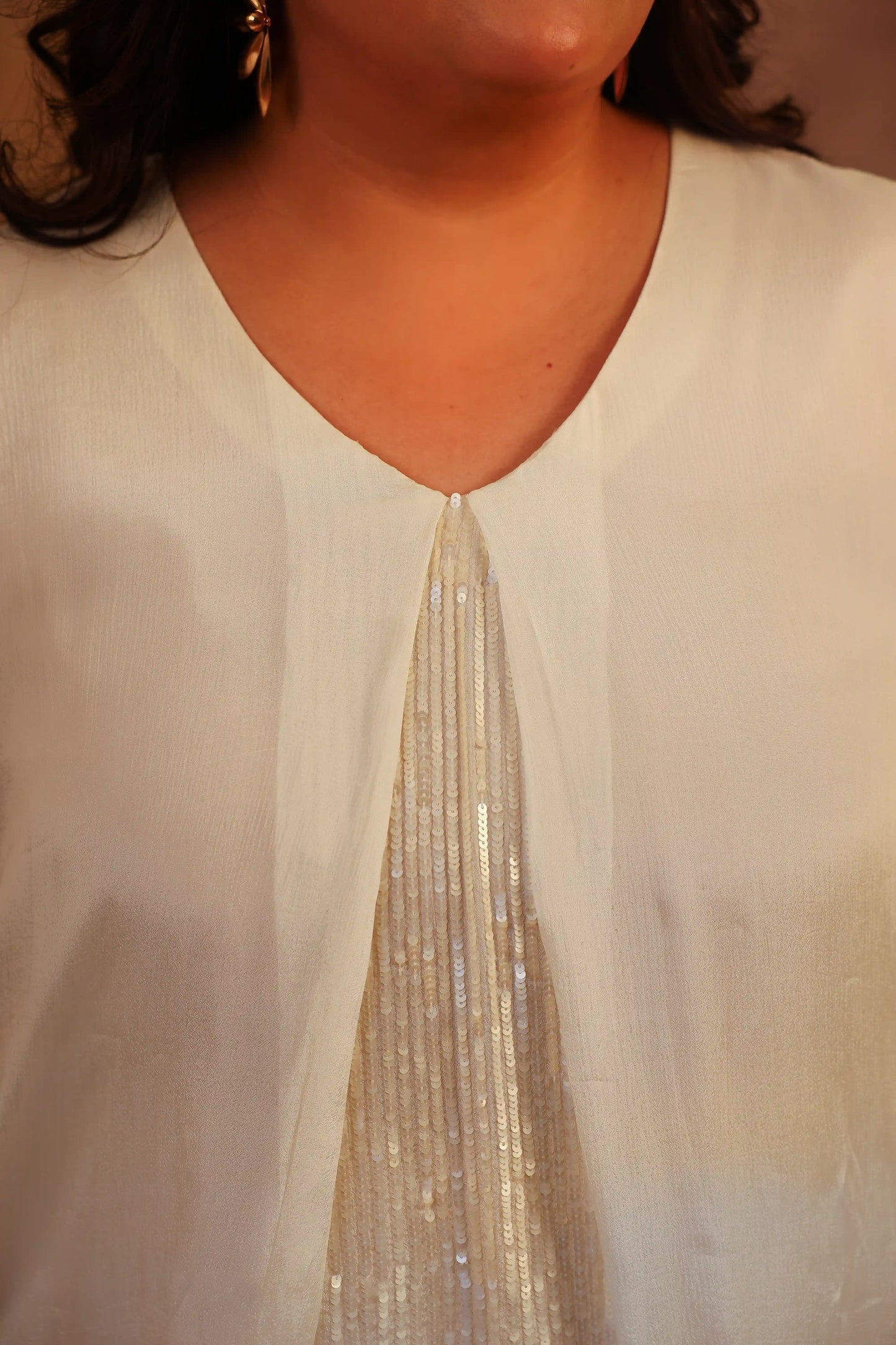Vaanya White Sequin Plus Size Co-ord Set