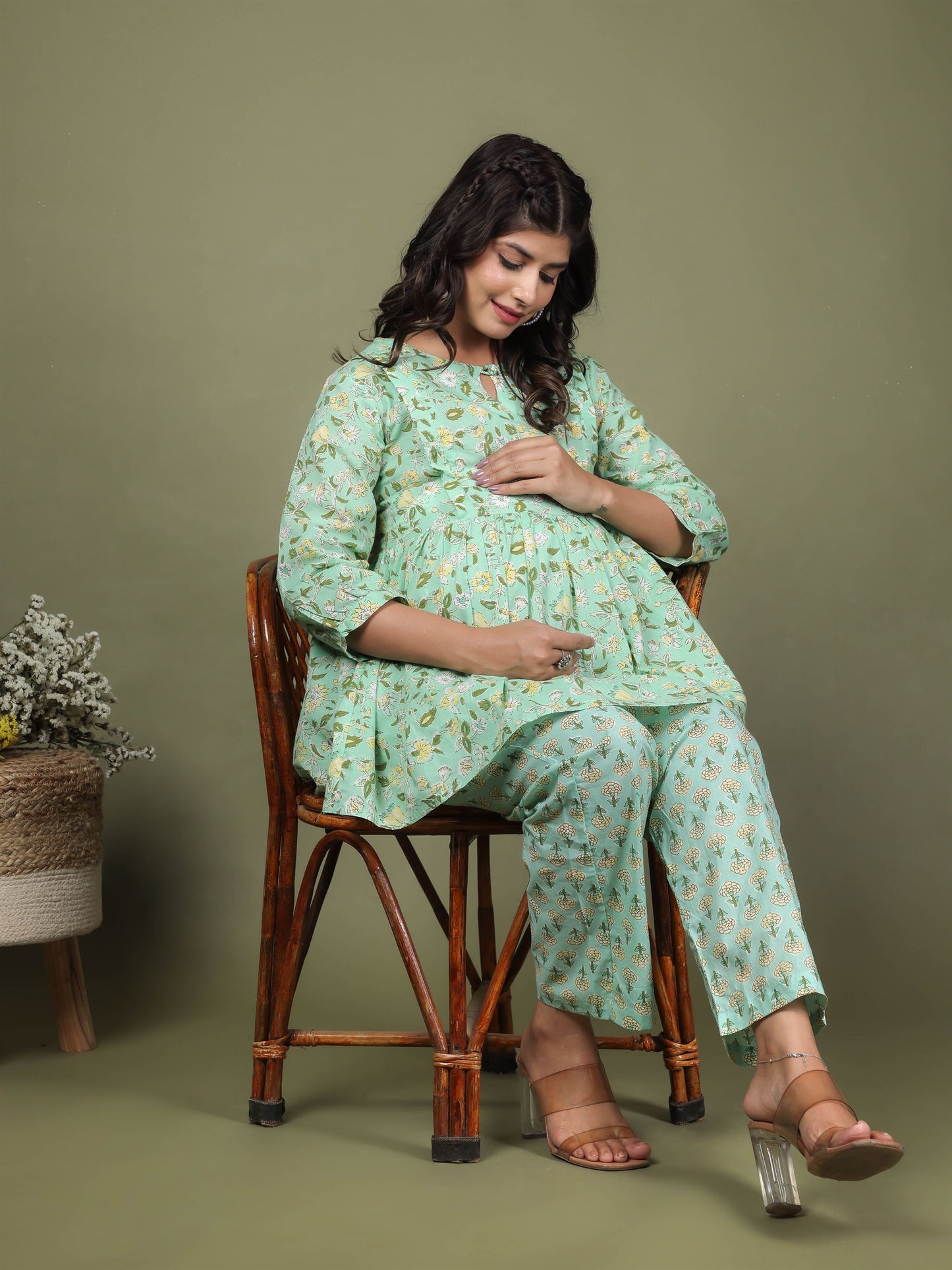 Fresh Floral Maternity Peplum Co-ord Set