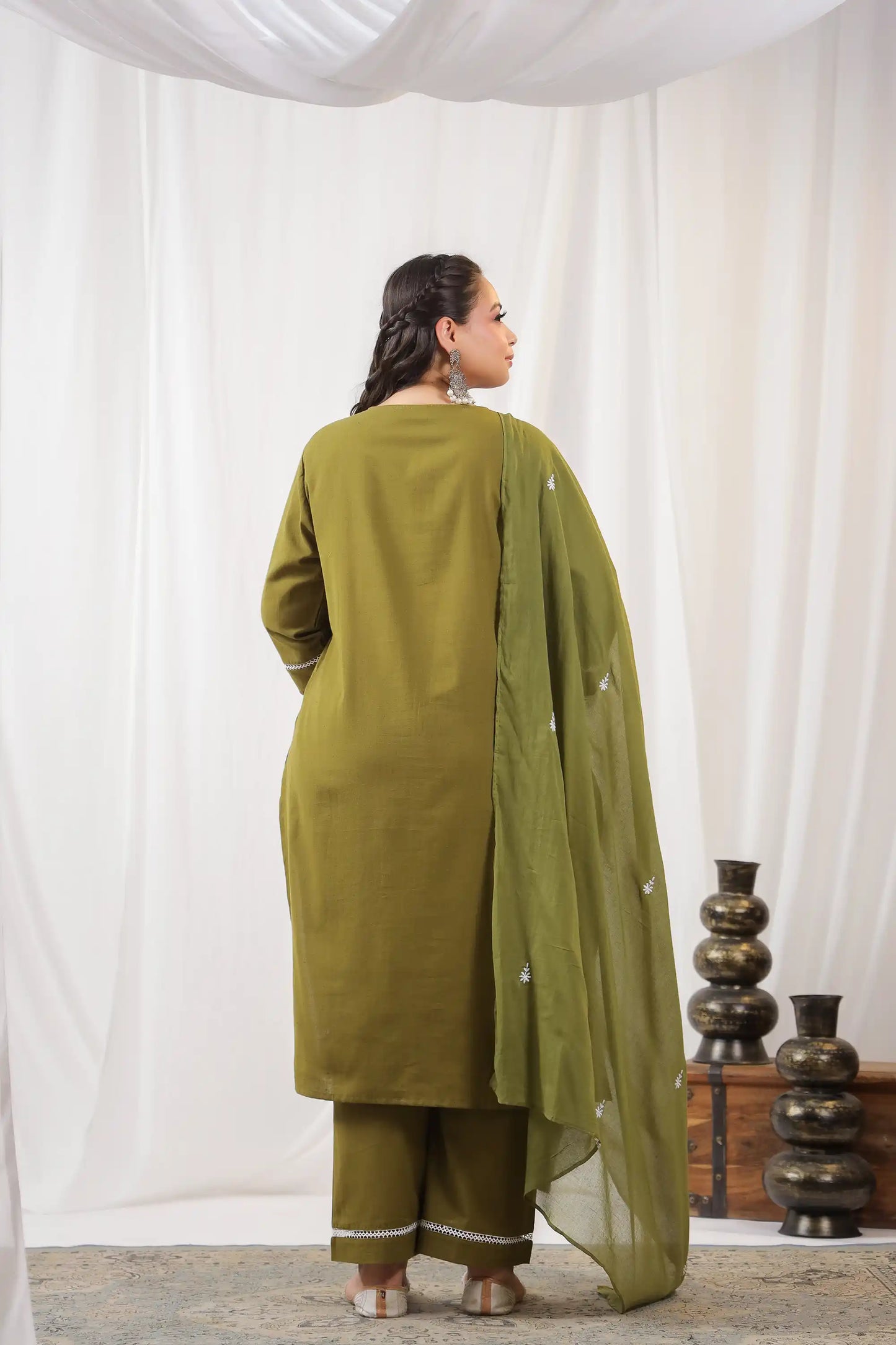Adira Green Lace Plus Suit Set