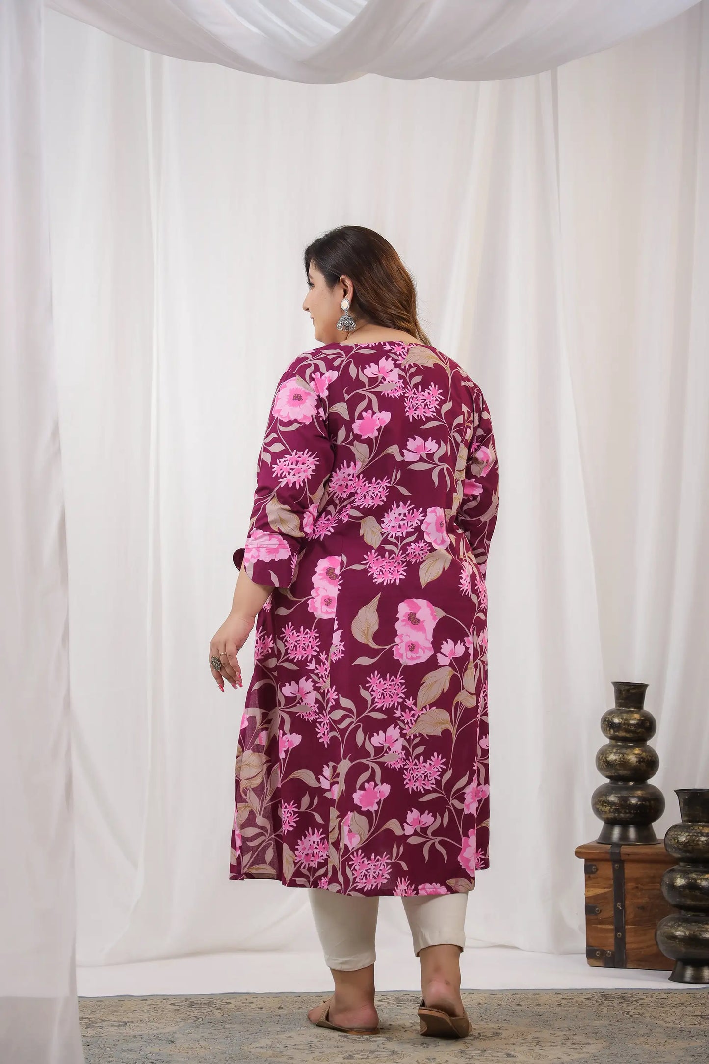 Orchid Floral Plus Cotton Kurti