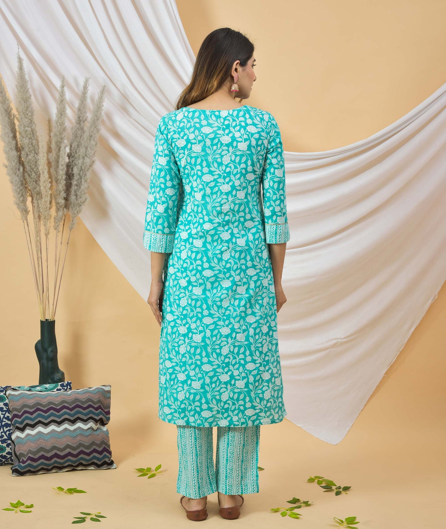 Firozi Cotton Kurta Pant Set