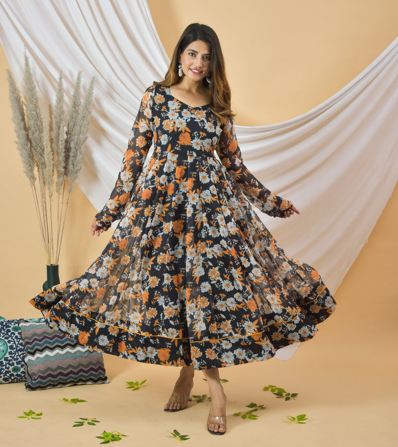Black Malang Anarkali With Dupatta