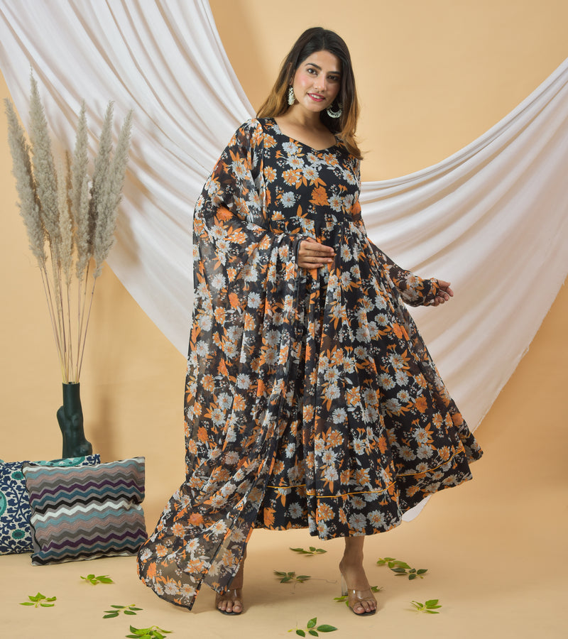Black Malang Anarkali With Dupatta