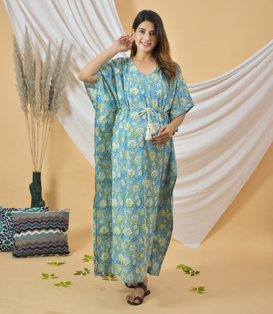 Cuchikoo by Laali Palash Handblock Maternity Kaftan Dresss