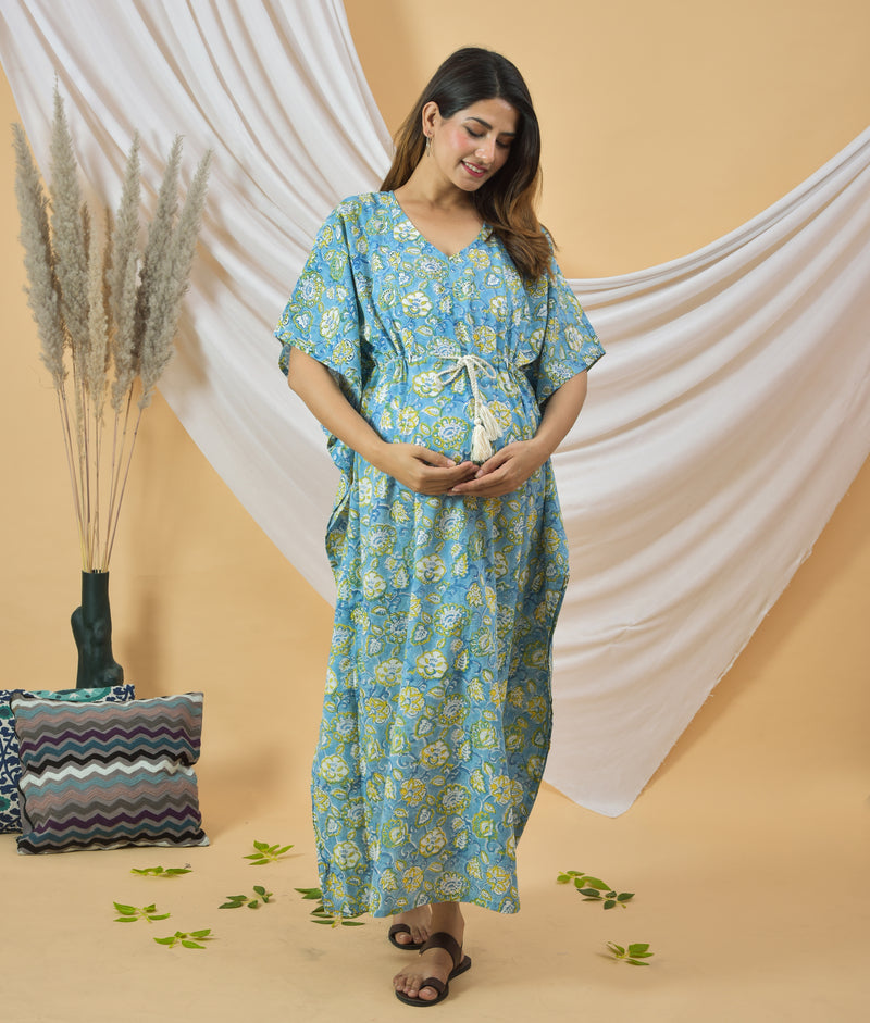Cuchikoo by Laali Palash Handblock Maternity Kaftan Dresss