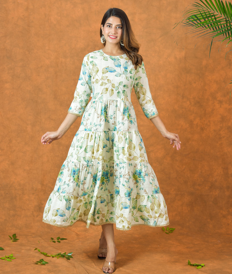 Blue Green Patta Dress