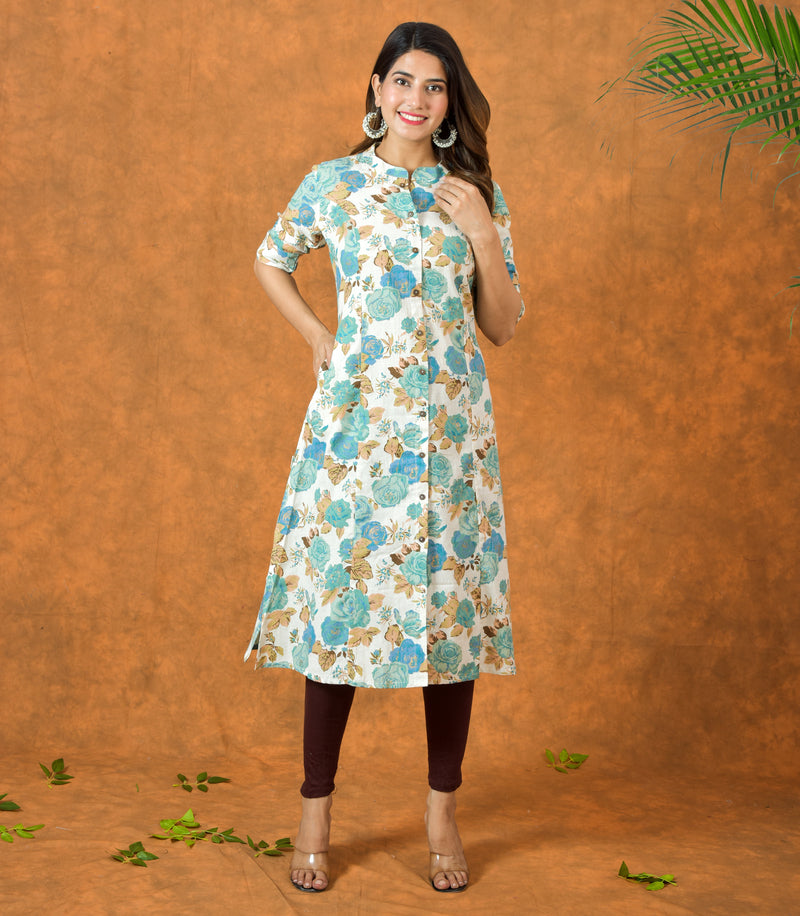Blue Malang A-Line Kurti