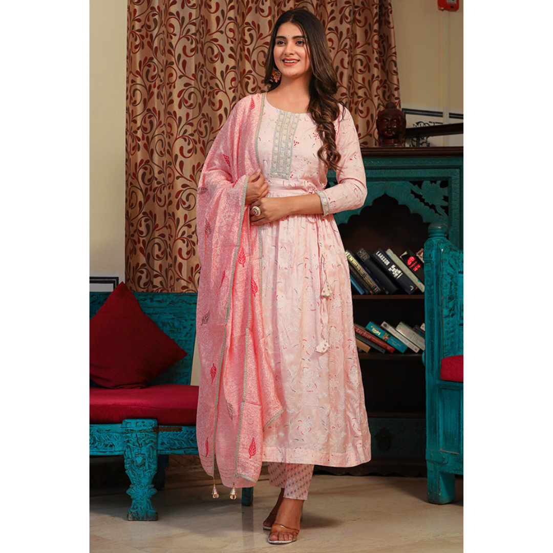 Pink Naaz Suit Set With Tassel Dupatta