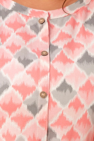 Pink Grey Plus Size A-Line Kurti
