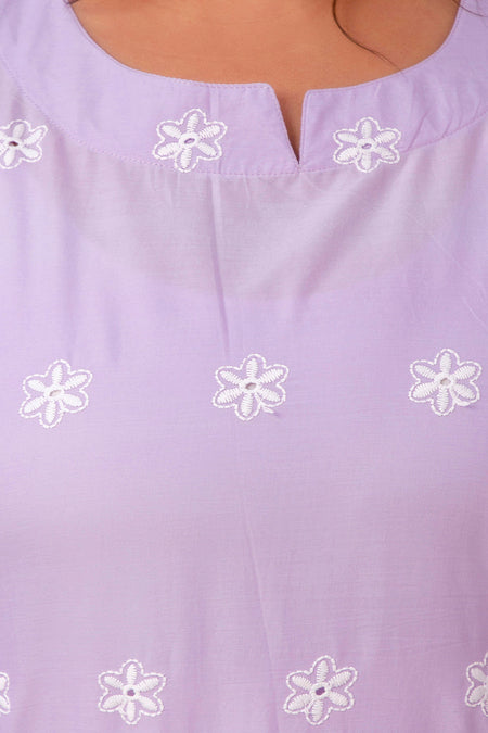Purple Schiffli Plus Size Sraight Suit Set
