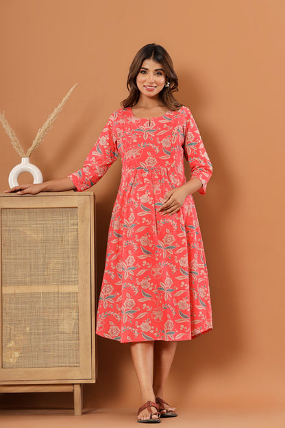 Cuchikoo by Laali Breeze Along Pink Maternity Dress