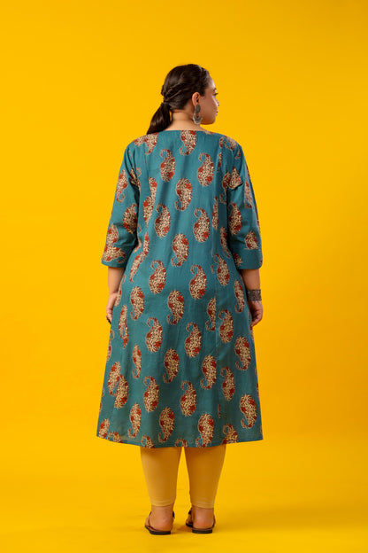 Paisley Print Plus Size Cotton Kurti