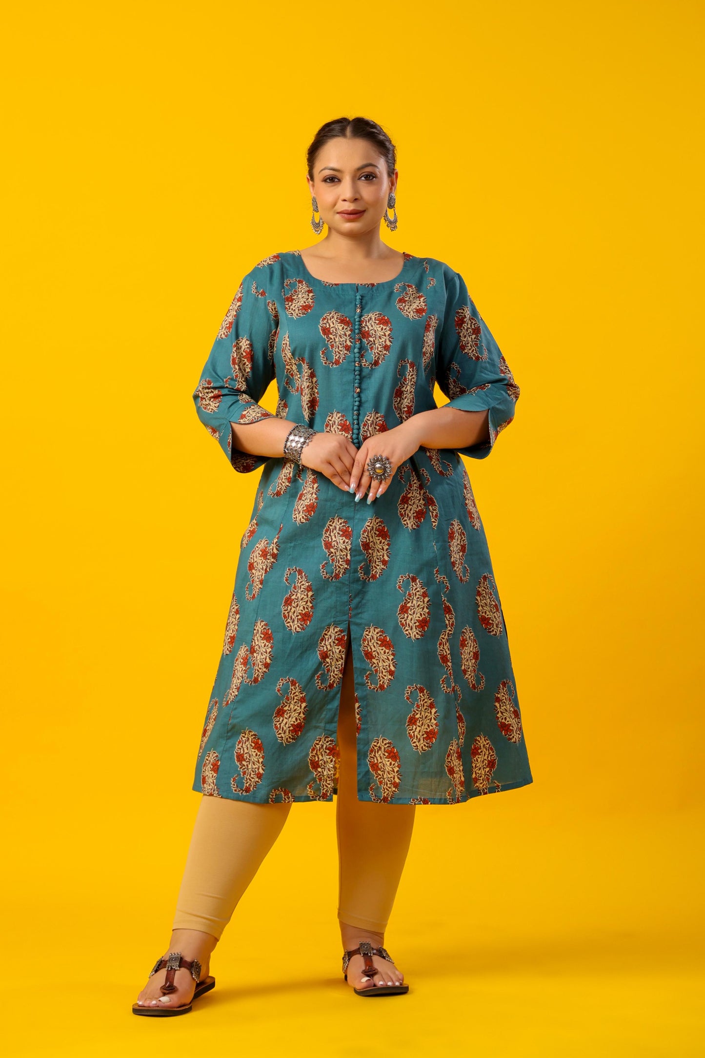 Paisley Print Plus Size Cotton Kurti