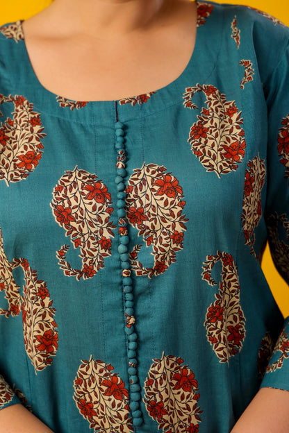 Paisley Print Plus Size Cotton Kurti