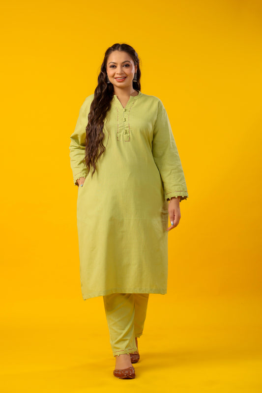 Matcha Green Plus Solid Kurta Pant Set