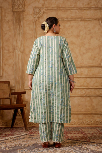 Ishq Stripe Plus Solid Kurta Pant Set